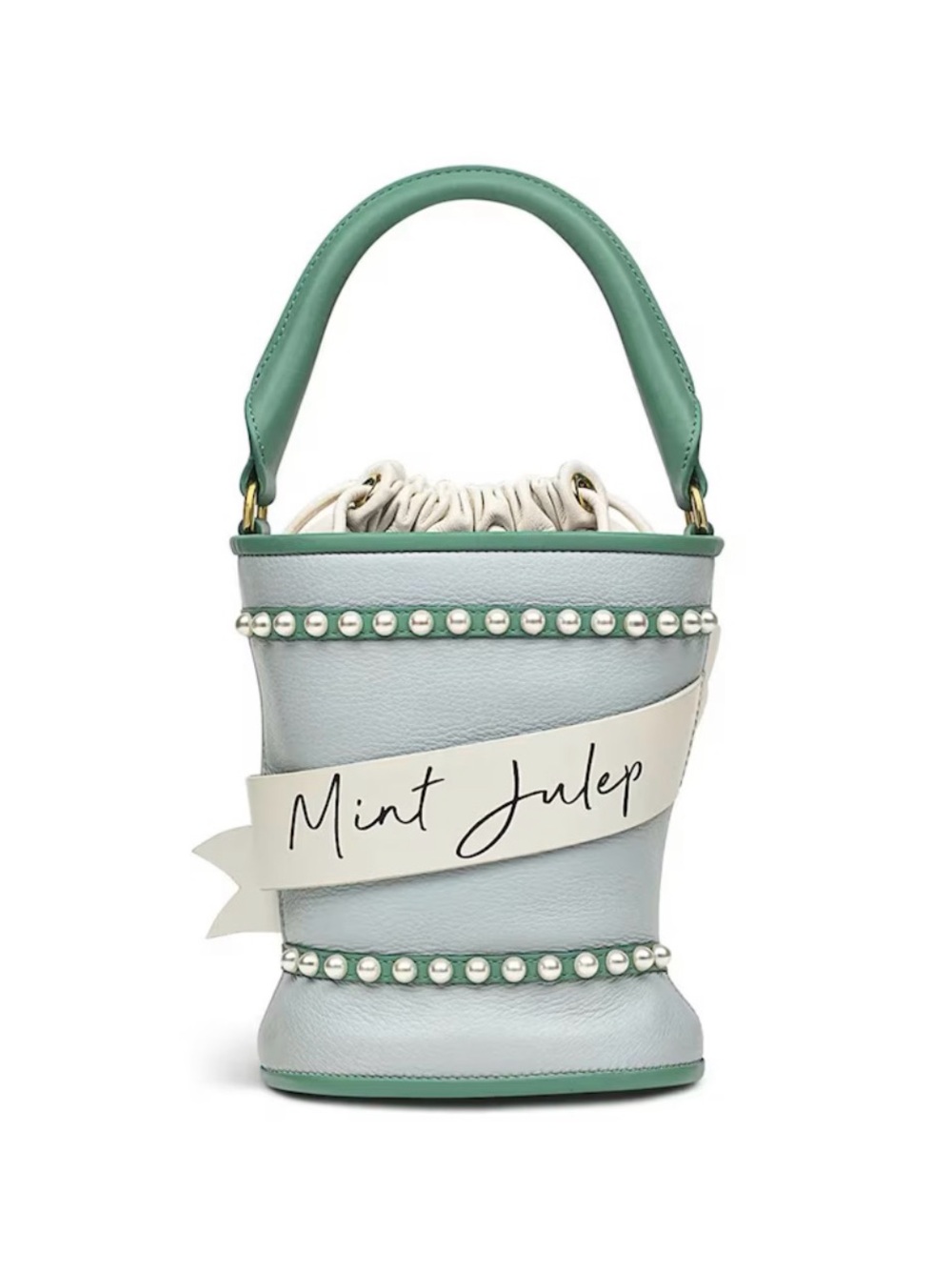 ISO Radley Kentucky Derby Mint Julep Pearl-Trim Bucket Bag